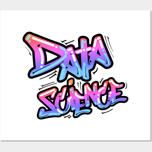 Data Science Graffiti Purple | Hip Hop Urban Street Art Spray Paint Black Wall Art by aRtVerse